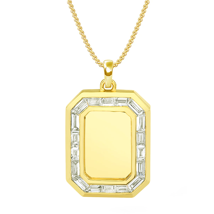 Men's Baguette Diamond Nameplate Necklace - Armans Fine Jewellery