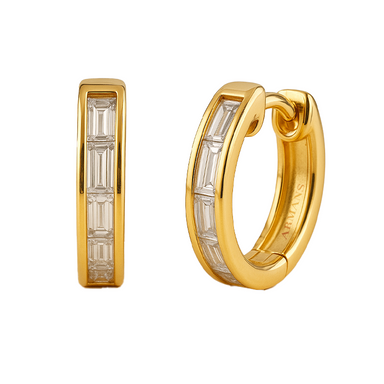 Bezel Baguette Diamond Huggies - Armans Fine Jewellery