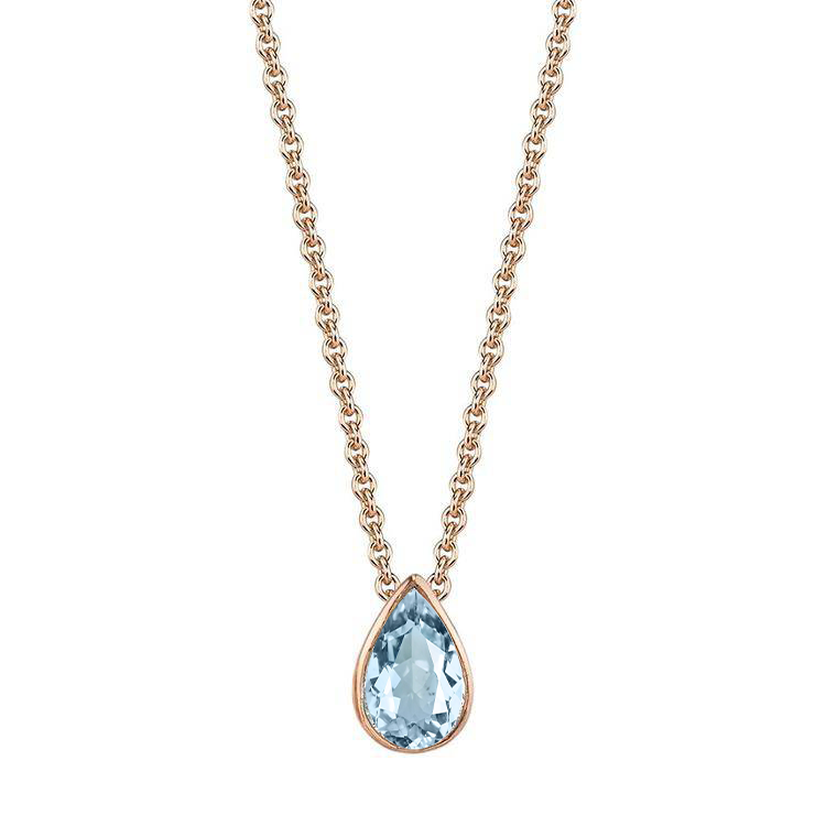 Bezel Set Aquamarine Pear Pendant - Armans Fine Jewellery