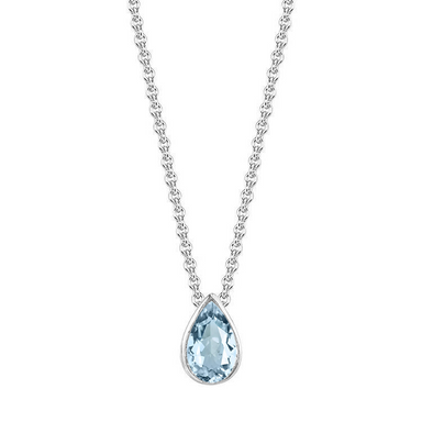 Bezel Set Aquamarine Pear Pendant - Armans Fine Jewellery