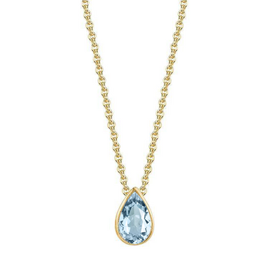 Bezel Set Aquamarine Pear Pendant - Armans Fine Jewellery