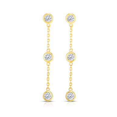 Bezel Set Chain Drop Diamond Earrings - Armans Fine Jewellery