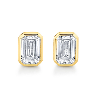 Bezel Set Emerald Diamond Studs - Armans Fine Jewellery