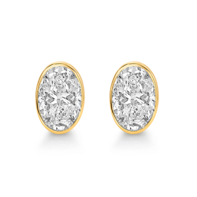 Bezel Set Oval Diamond Studs - Armans Fine Jewellery