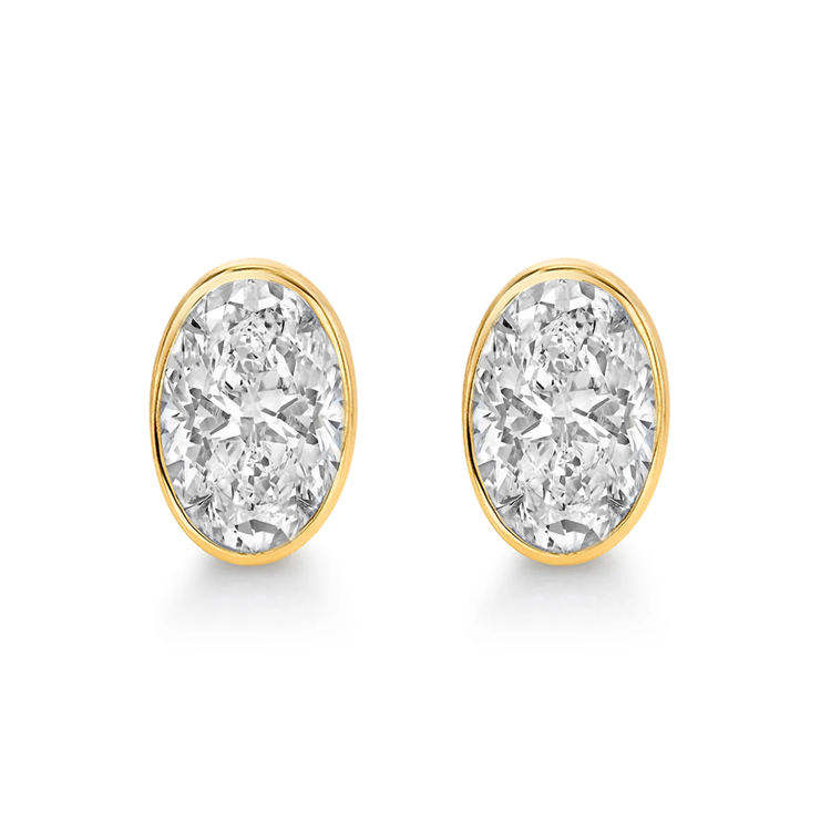 Bezel Set Oval Diamond Studs Armans Fine Jewellery