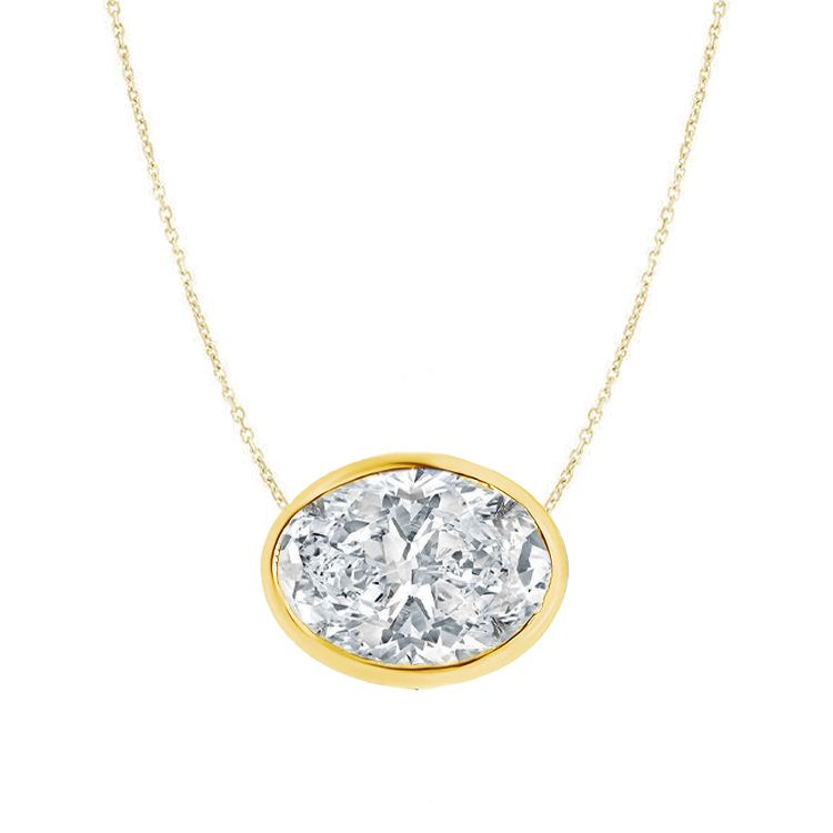 Bezel Set Oval East West Lab Grown Diamond Pendant