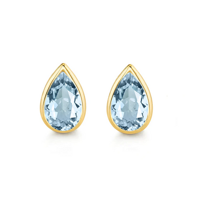 Bezel Set Pear Aquamarine Studs - Armans Fine Jewellery
