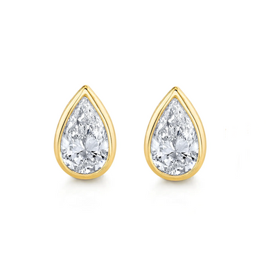 Bezel Set Pear Diamond Studs - Armans Fine Jewellery