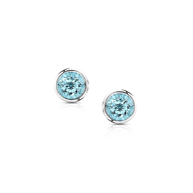 Bezel Set Round Aquamarine Studs - Armans Fine Jewellery