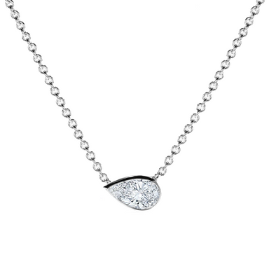 Bezel Set Side Pear Diamond Necklace - Armans Fine Jewellery