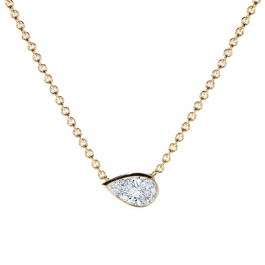 Bezel Set Side Pear Diamond Necklace - Armans Fine Jewellery