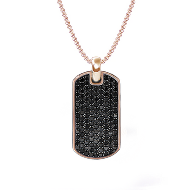 Black Pavé Diamond Dog Tag Necklace - Armans Fine Jewellery