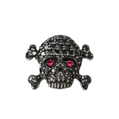 Black Skull Earring with Red Rubies - Armans Fine Jewellery