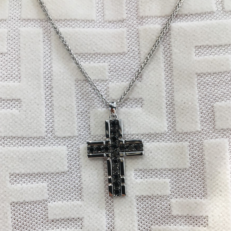Black Diamond Cross Necklace - Armans Fine Jewellery