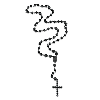 Men's Black Onyx Diamond Rosary Necklace - Armans Fine Jewellery
