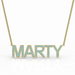Block Letter Aquamarine Name Necklace - Armans Fine Jewellery