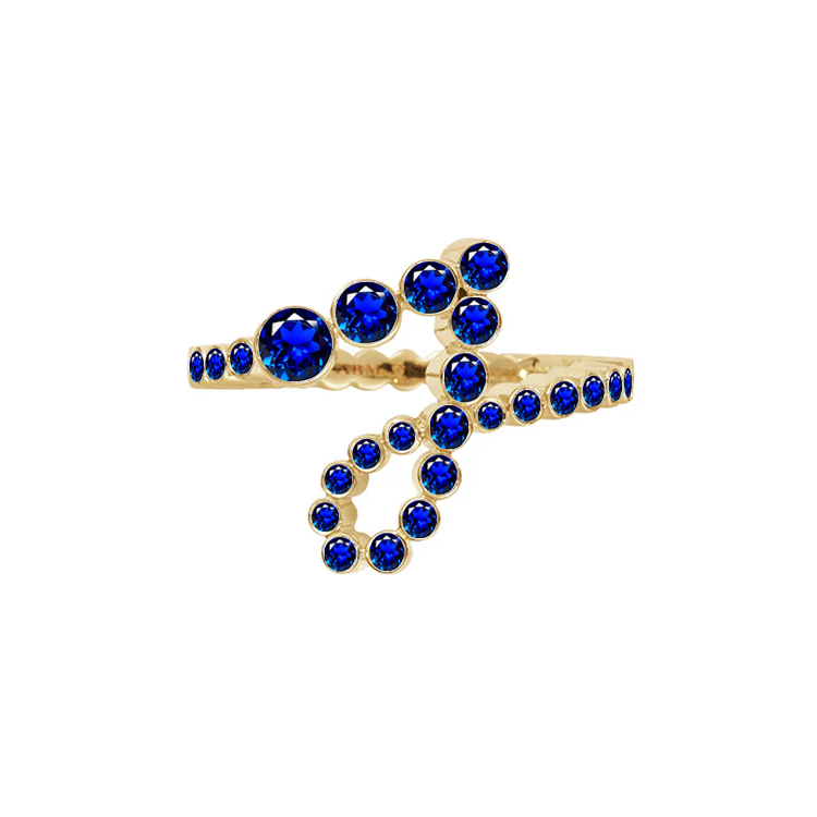 Blue Sapphire Bubble Initial Ring