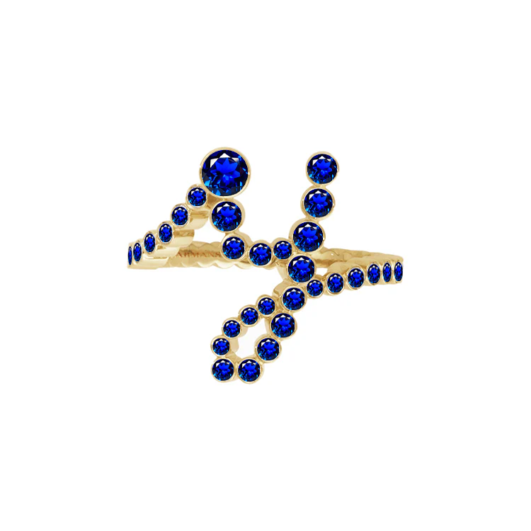 Blue Sapphire Bubble Initial Ring