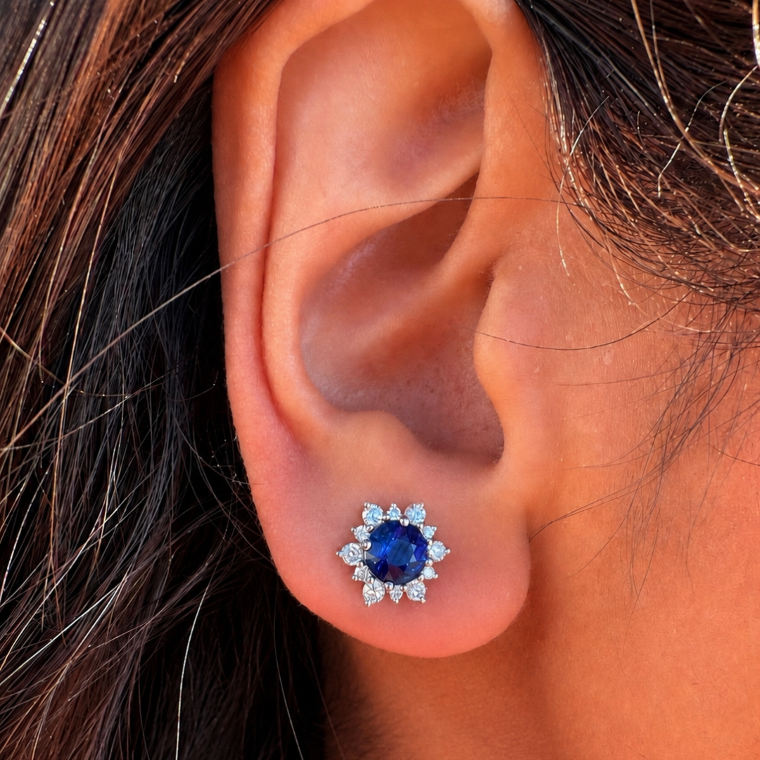 Blue Sapphire Diamond Studs
