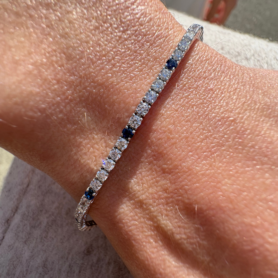 Blue Sapphire Diamond Tennis Bracelet - Armans Fine Jewellery