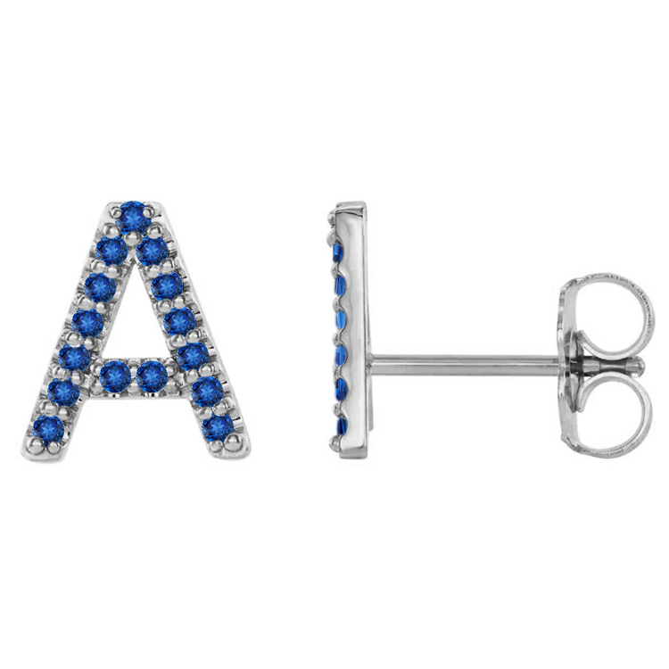 Blue Sapphire Initial Earrings - Armans Fine Jewellery