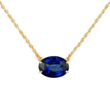 East West Oval Blue Sapphire Chain Necklace - Armans Fine Jewellery