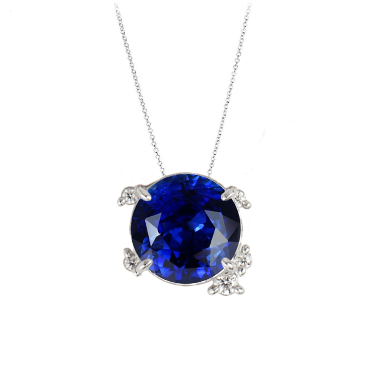 Blue Sapphire Round Diamond Necklace - Armans Fine Jewellery