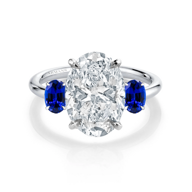 Blue Sapphire Trilogy Engagement Ring - Armans Fine Jewellery