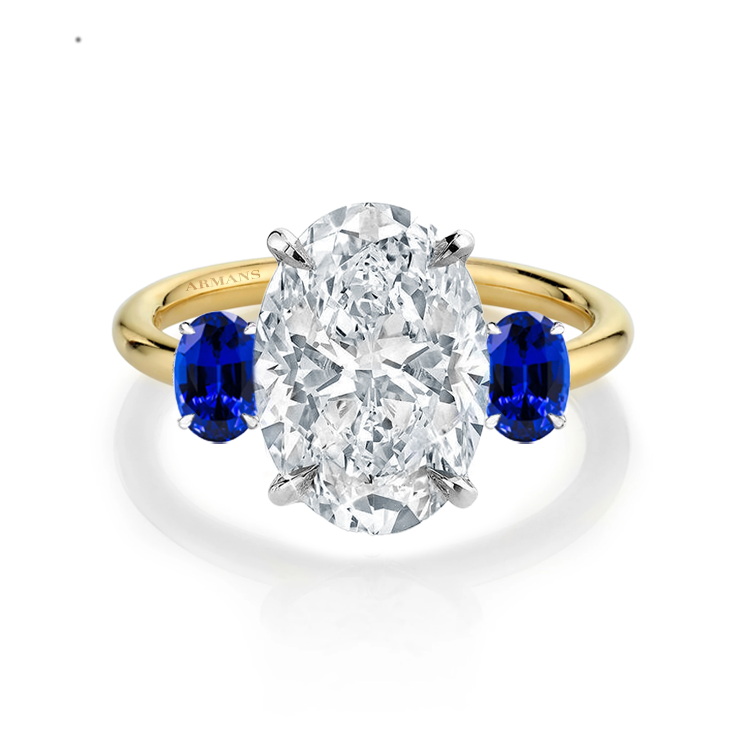 Blue Sapphire Trilogy Engagement Ring - Armans Fine Jewellery