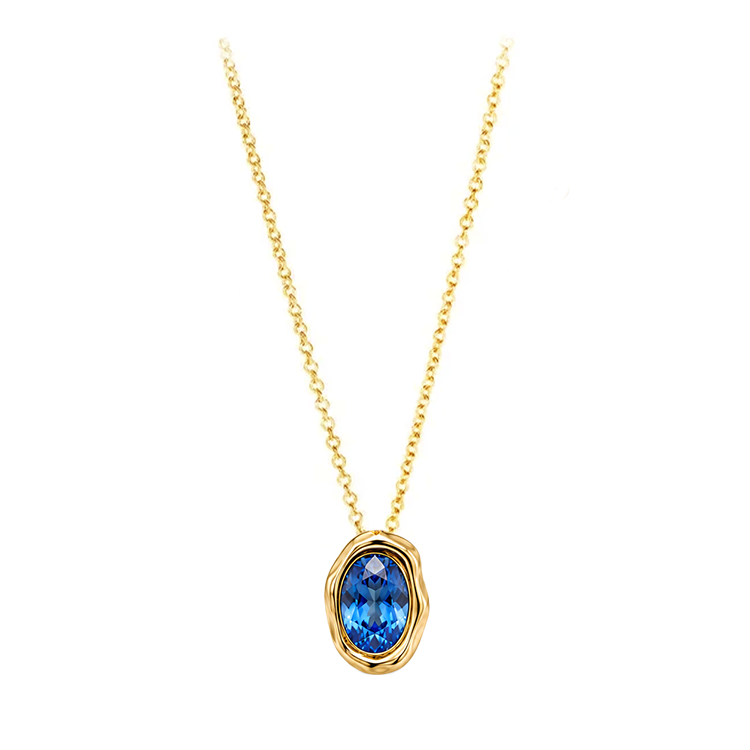 Gold Edge Lab Birthstone Necklace
