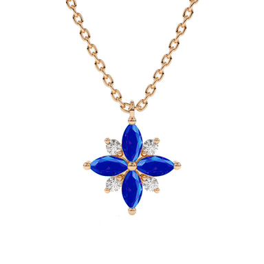 Blue Sapphire and Diamond Lotus Pendant - Armans Fine Jewellery
