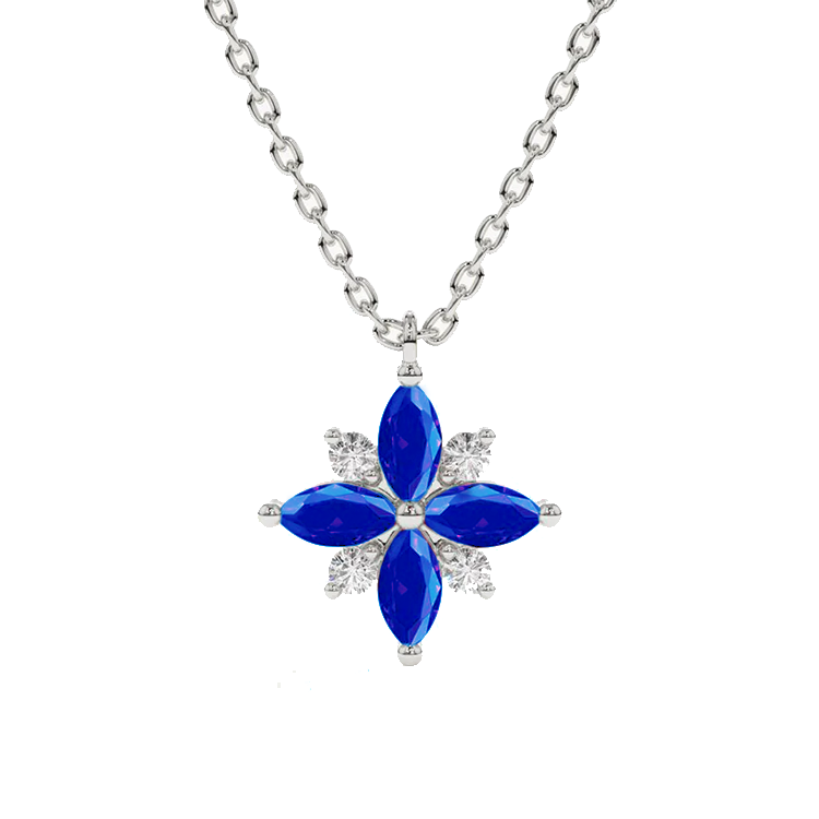 Blue Sapphire and Diamond Lotus Pendant - Armans Fine Jewellery