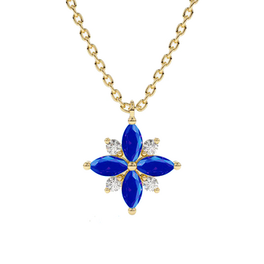Blue Sapphire and Diamond Lotus Pendant - Armans Fine Jewellery