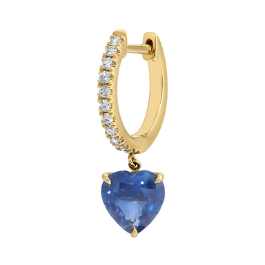 Blue Sapphire Heart Drop Diamond Huggies - Armans Fine Jewellery
