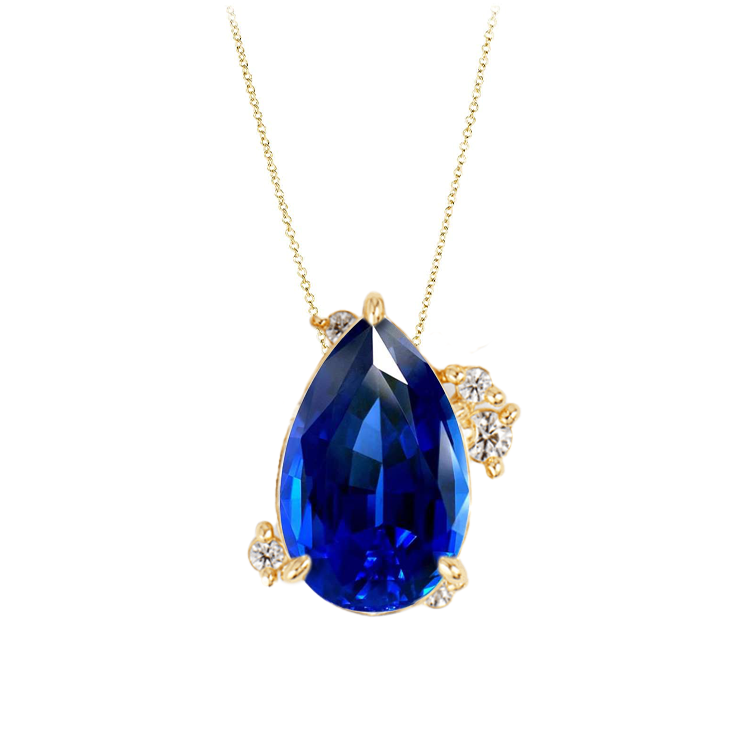 Blue Sapphire Pear Indie Diamond Necklace - Armans Fine Jewellery