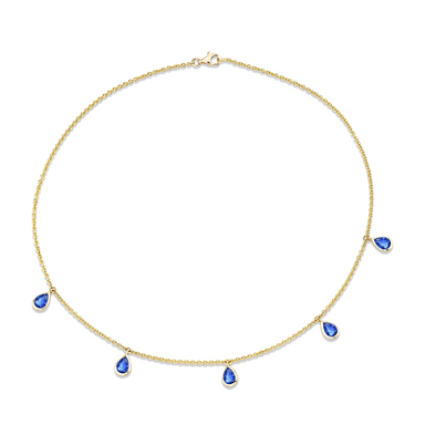 Blue Sapphire Tear Drop Necklace - Armans Fine Jewellery