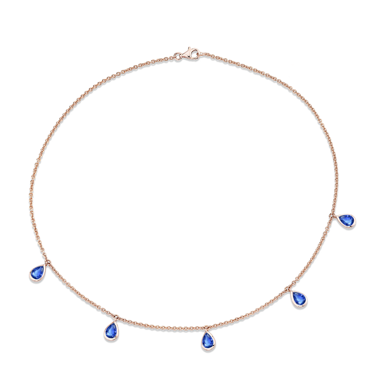 Blue Sapphire Tear Drop Necklace - Armans Fine Jewellery