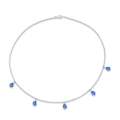 Blue Sapphire Tear Drop Necklace - Armans Fine Jewellery