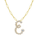 Bubble Diamond Initial Necklace with Paperclip Chain - Armans Fine Jewellery
