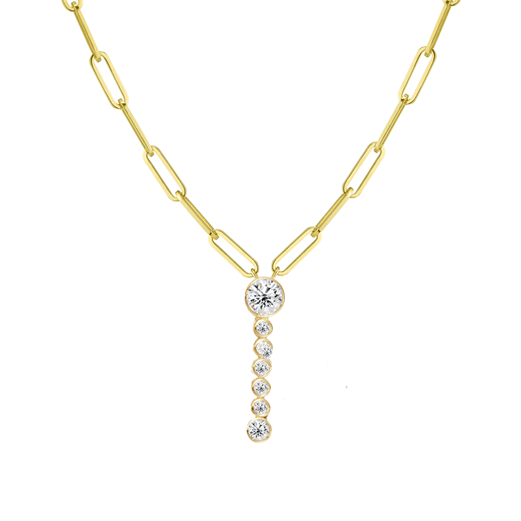 Bubble Diamond Initial Necklace with Paperclip Chain - Armans Fine Jewellery