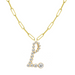 Bubble Diamond Initial Necklace with Paperclip Chain - Armans Fine Jewellery
