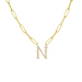 Bubble Diamond Initial Necklace with Paperclip Chain - Armans Fine Jewellery