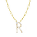 Bubble Diamond Initial Necklace with Paperclip Chain - Armans Fine Jewellery