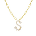 Bubble Diamond Initial Necklace with Paperclip Chain - Armans Fine Jewellery