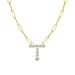 Bubble Diamond Initial Necklace with Paperclip Chain - Armans Fine Jewellery