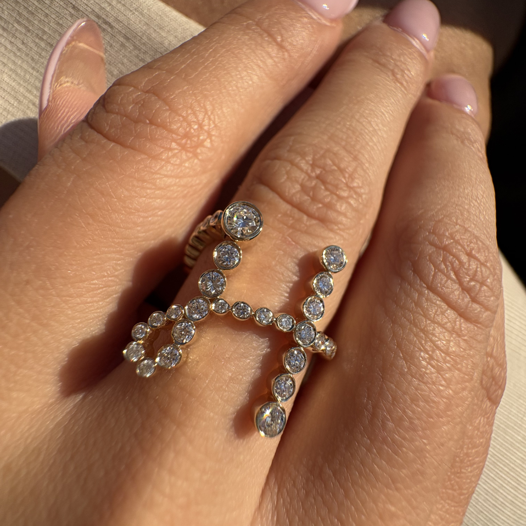 Bubble Diamond Initial Ring