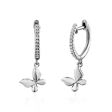 Butterfly Dangle Diamond Huggies - Armans Fine Jewellery