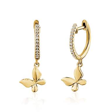 Butterfly Dangle Diamond Huggies - Armans Fine Jewellery