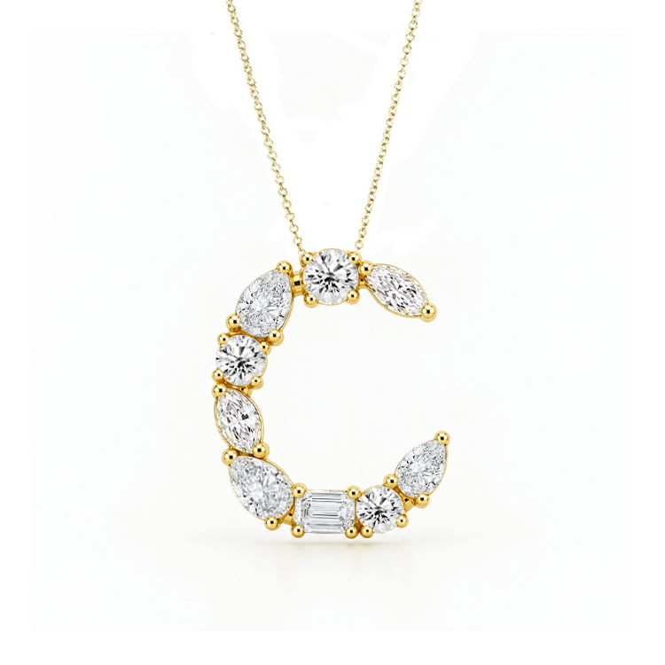 Multi Diamond Initial Necklace
