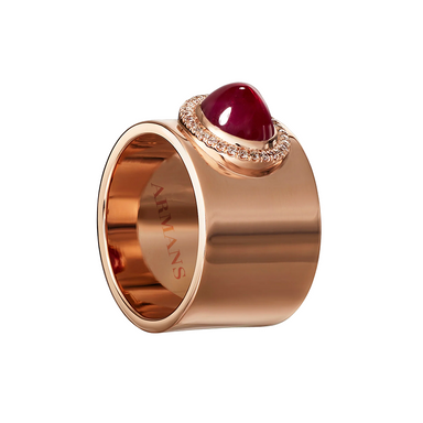 Chunky Band with Red Ruby and Diamond Halo - Armans Fine Jewellery
